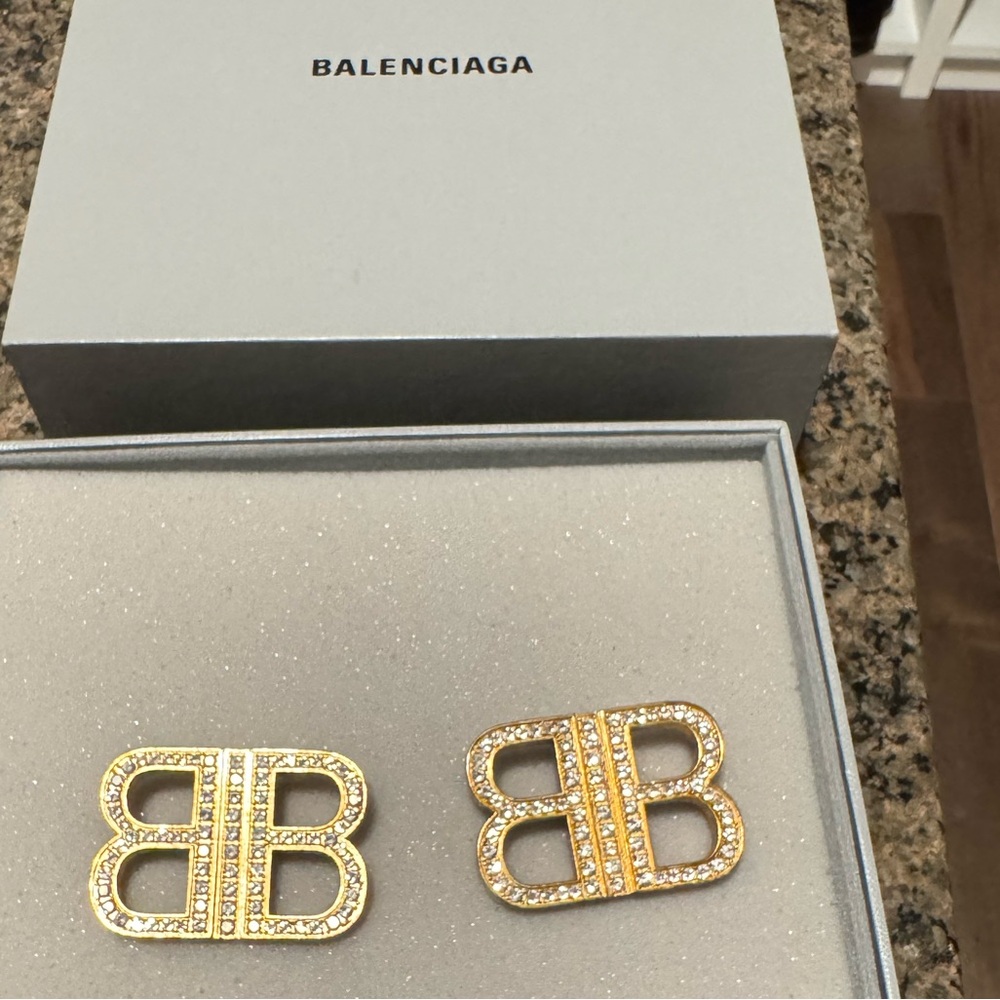 Balenciaga Gold Logo Earrings
